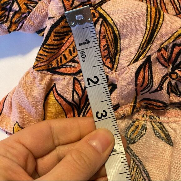 Wild Fable tropical print linen blend hi rise pull on Floral Ruffle Hem Shorts L - Picture 6 of 10